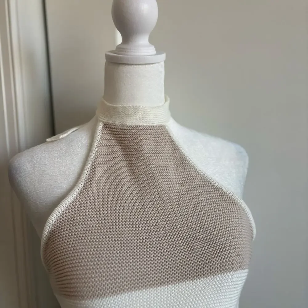 Sabo Women’s Auri Knit Dress Halter Neck Dress S Beachy Minimalist Coverup - Picture 4 of 12